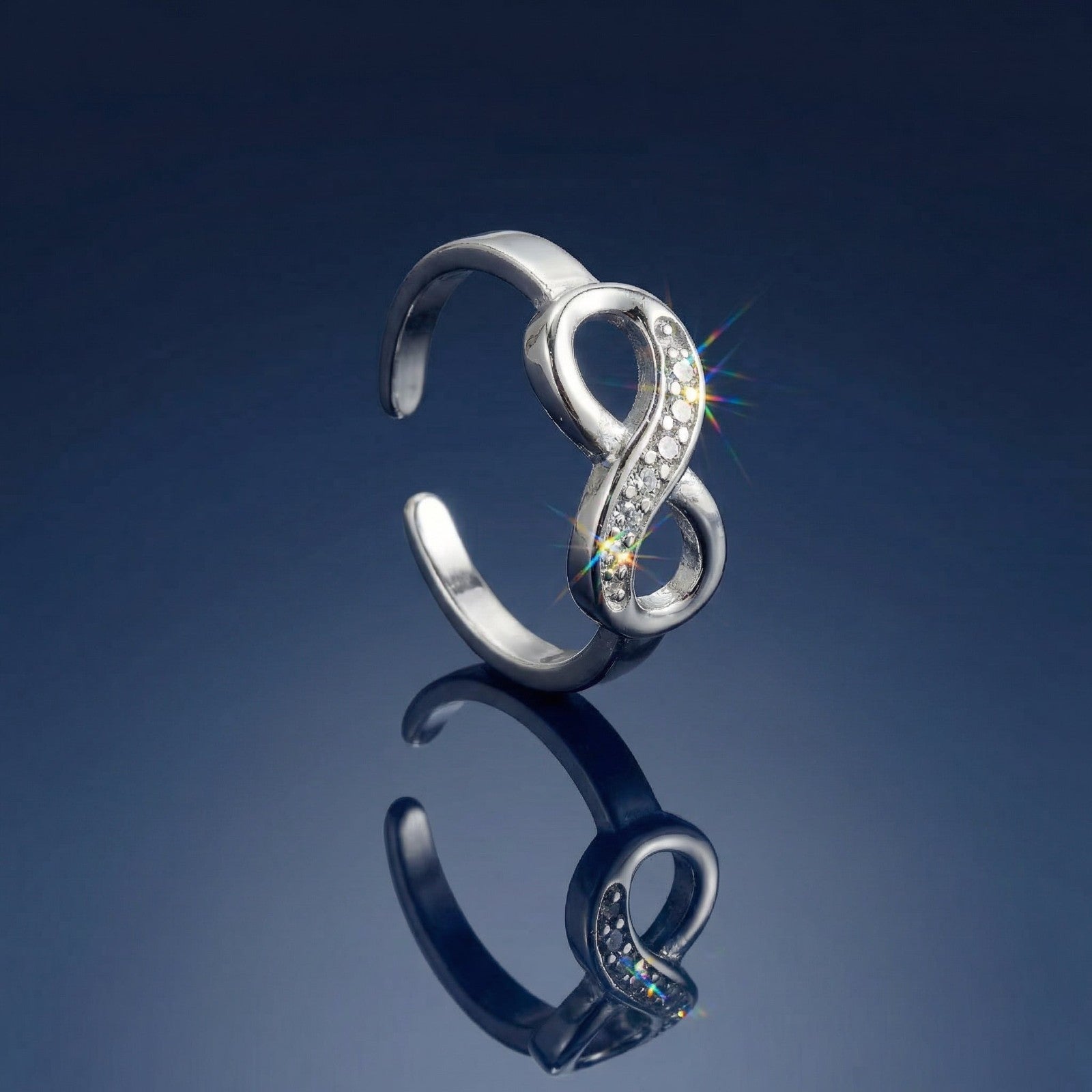 925 Sterling Silver Infinity Adjustable Ring