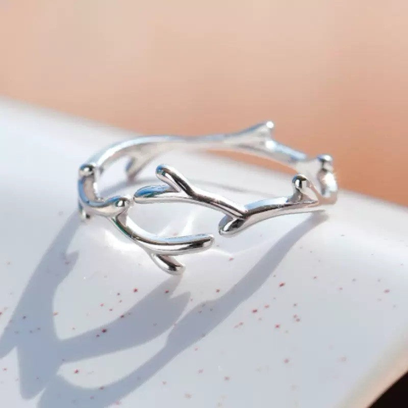 Silver Plated Tree Branch Adjustable Ring