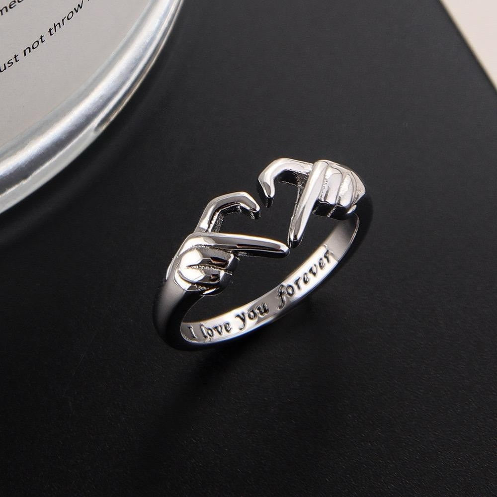 925 Sterling Silver Heart Adjustable Ring