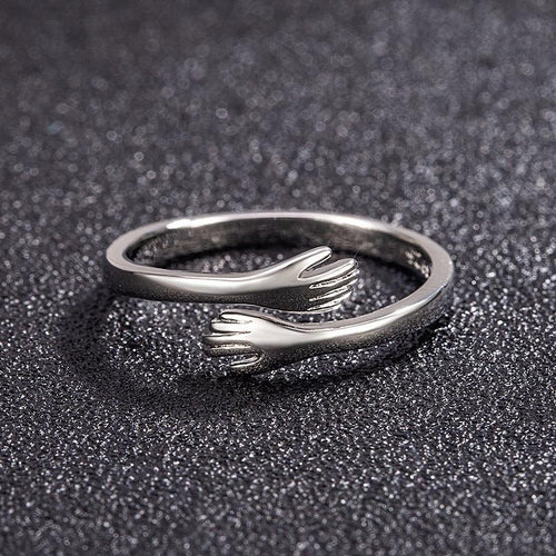 925 Sterling Silver - Hand hug Ring