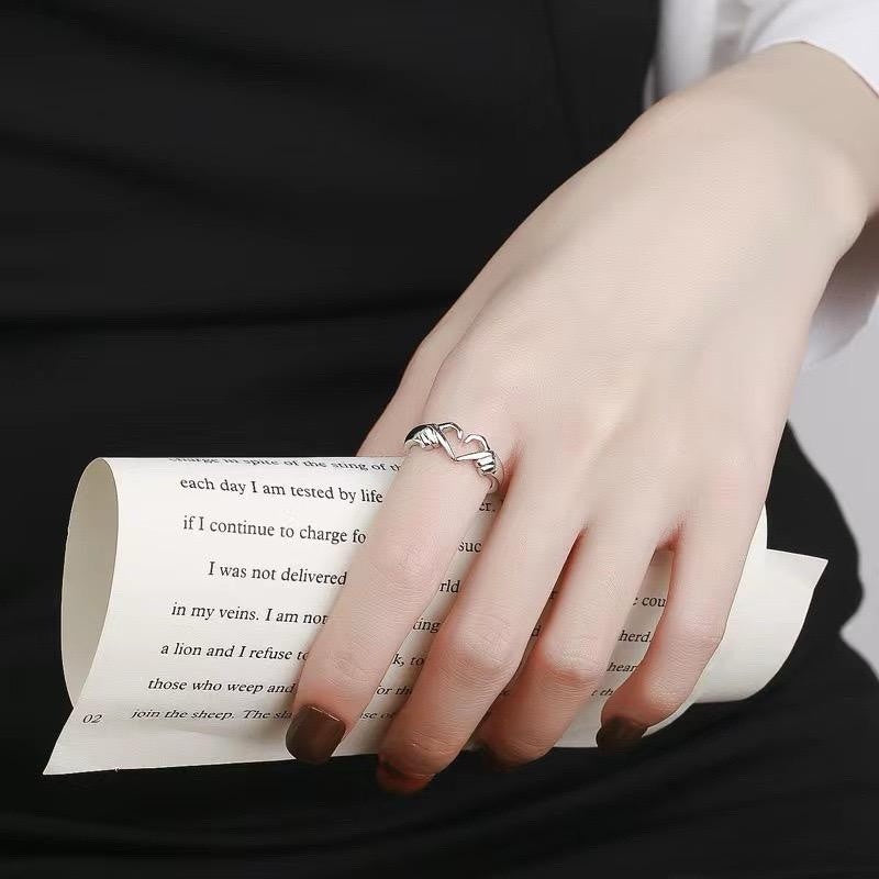 925 Sterling Silver Heart Adjustable Ring