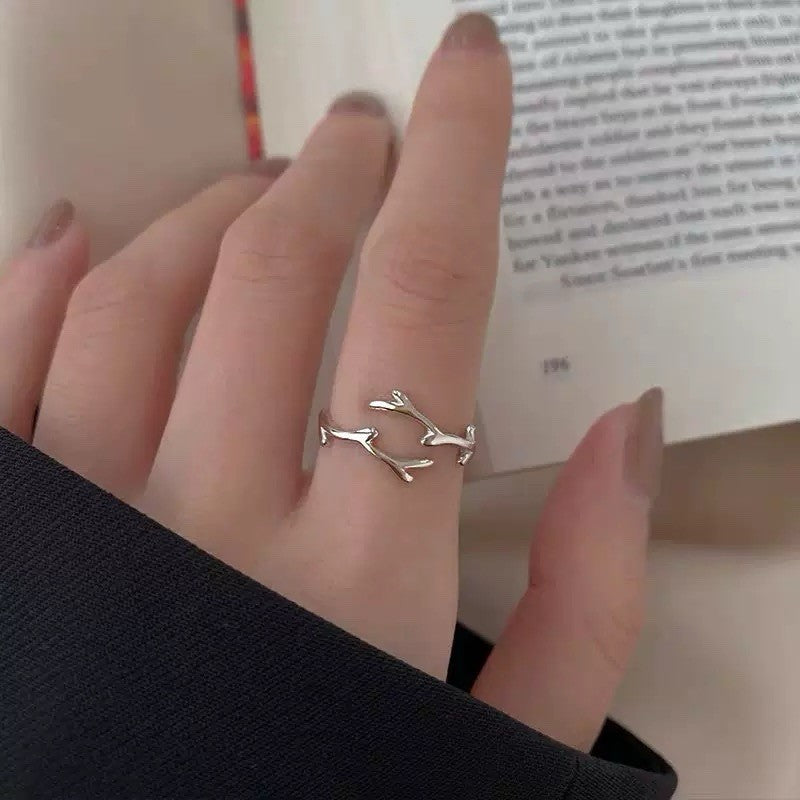 Silver Plated Tree Branch Adjustable Ring