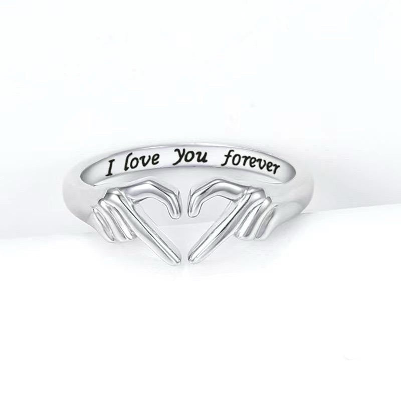 925 Sterling Silver Heart Adjustable Ring