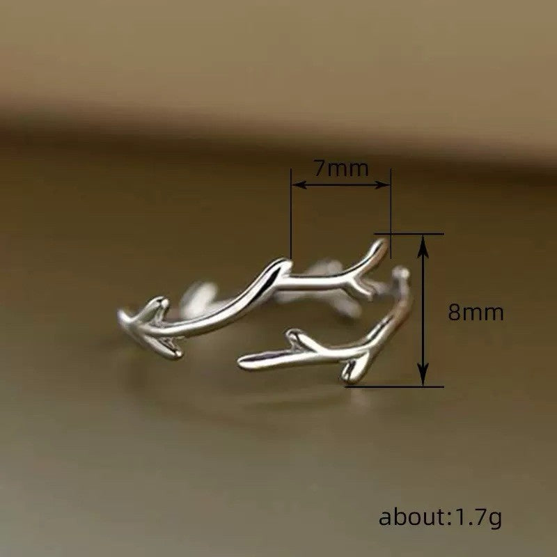 Silver Plated Tree Branch Adjustable Ring