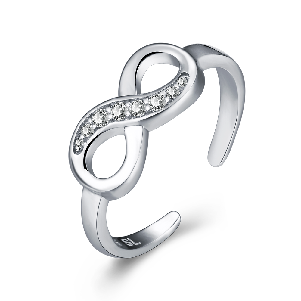 925 Sterling Silver Infinity Adjustable Ring