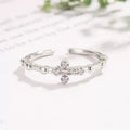Silver Adjustable Cross Ring
