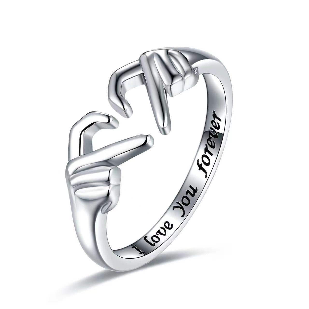 925 Sterling Silver Heart Adjustable Ring