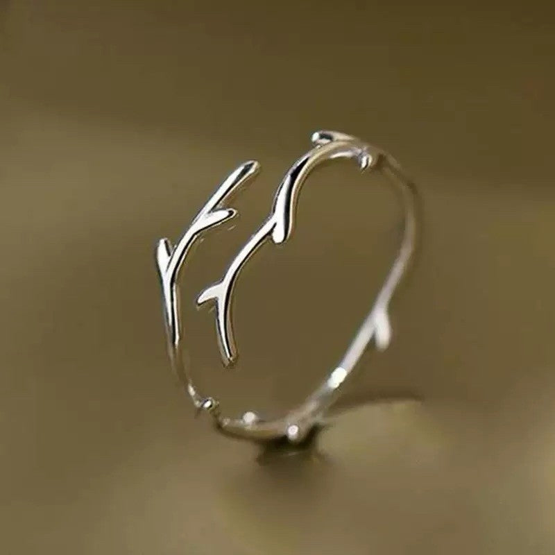 Silver Plated Tree Branch Adjustable Ring